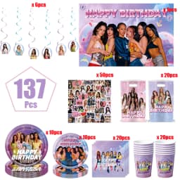 KPOP GIRL KATSEYE Party Decorative Supplies Disposable Cutlery Cup and Plate Children's Birthday Group Balloon Baby Shower