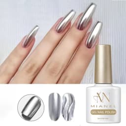 MIANEL Mirror Silver Metallic Painting Gel Nail Polish Soak Off Gel Nail Polish Silver Mirror UV Gel For Home Manicure DIY