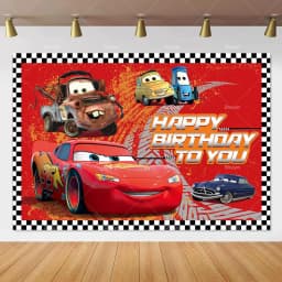 Movie Cars Lightning Mcqueen Backdrop Children Birthday Party Decor Boys Baby Shower Custom Background Banner Photo Studio Props