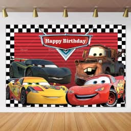 Movie Cars Lightning Mcqueen Backdrop Children Birthday Party Decor Boys Baby Shower Custom Background Banner Photo Studio Props