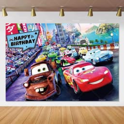 Movie Cars Lightning Mcqueen Backdrop Children Birthday Party Decor Boys Baby Shower Custom Background Banner Photo Studio Props