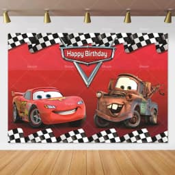 Movie Cars Lightning Mcqueen Backdrop Children Birthday Party Decor Boys Baby Shower Custom Background Banner Photo Studio Props