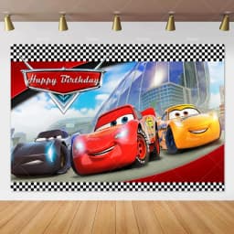 Movie Cars Lightning Mcqueen Backdrop Children Birthday Party Decor Boys Baby Shower Custom Background Banner Photo Studio Props
