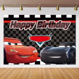 Movie Cars Lightning Mcqueen Backdrop Children Birthday Party Decor Boys Baby Shower Custom Background Banner Photo Studio Props