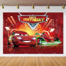 Movie Cars Lightning Mcqueen Backdrop Children Birthday Party Decor Boys Baby Shower Custom Background Banner Photo Studio Props
