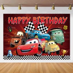 Movie Cars Lightning Mcqueen Backdrop Children Birthday Party Decor Boys Baby Shower Custom Background Banner Photo Studio Props