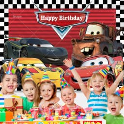 Movie Cars Lightning Mcqueen Backdrop Children Birthday Party Decor Boys Baby Shower Custom Background Banner Photo Studio Props