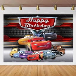 Movie Cars Lightning Mcqueen Backdrop Children Birthday Party Decor Boys Baby Shower Custom Background Banner Photo Studio Props