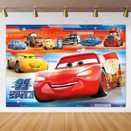 Movie Cars Lightning Mcqueen Backdrop Children Birthday Party Decor Boys Baby Shower Custom Background Banner Photo Studio Props