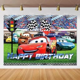 Movie Cars Lightning Mcqueen Backdrop Children Birthday Party Decor Boys Baby Shower Custom Background Banner Photo Studio Props