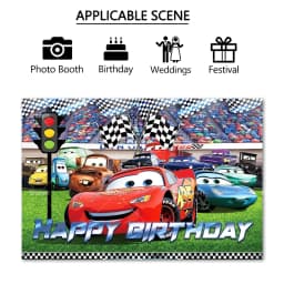 Movie Cars Lightning Mcqueen Backdrop Children Birthday Party Decor Boys Baby Shower Custom Background Banner Photo Studio Props