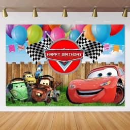 Movie Cars Lightning Mcqueen Backdrop Children Birthday Party Decor Boys Baby Shower Custom Background Banner Photo Studio Props