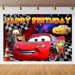 Movie Cars Lightning Mcqueen Backdrop Children Birthday Party Decor Boys Baby Shower Custom Background Banner Photo Studio Props