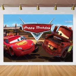 Movie Cars Lightning Mcqueen Backdrop Children Birthday Party Decor Boys Baby Shower Custom Background Banner Photo Studio Props