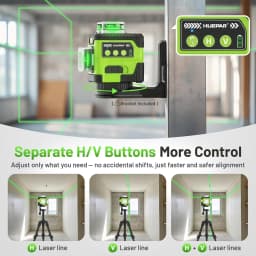 Huepar 3D Laser Level Self Leveling LCD Screen High Brightness Rechargeable Lazer Leveler with Magnetic Bracket Hard Carry Case