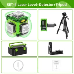 Huepar 3D Laser Level Self Leveling LCD Screen High Brightness Rechargeable Lazer Leveler with Magnetic Bracket Hard Carry Case