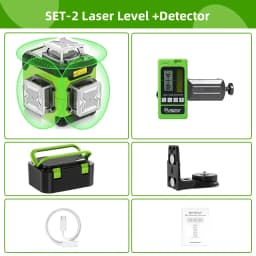 Huepar 3D Laser Level Self Leveling LCD Screen High Brightness Rechargeable Lazer Leveler with Magnetic Bracket Hard Carry Case