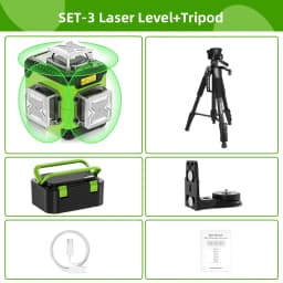 Huepar 3D Laser Level Self Leveling LCD Screen High Brightness Rechargeable Lazer Leveler with Magnetic Bracket Hard Carry Case