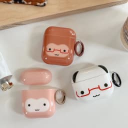 Funng Cute Glasses-wearing Little Animal Glossy Surface Earphones Protective Cover Case for AirPods 1 or 2 3 4 Pro Pro2 Pro3