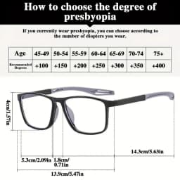 8pcs Super Value Rectangle Simple Sport Non-Slip Presbyopia Glasses - Multiple Pairs for Middle-Aged and Elderly Men and Women