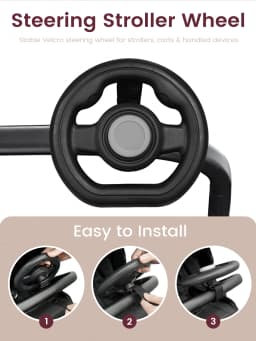 Stroller Steering Wheel with Honk Sound & 360° Rotation, Baby Travel Toy to Calm Fussy Riders