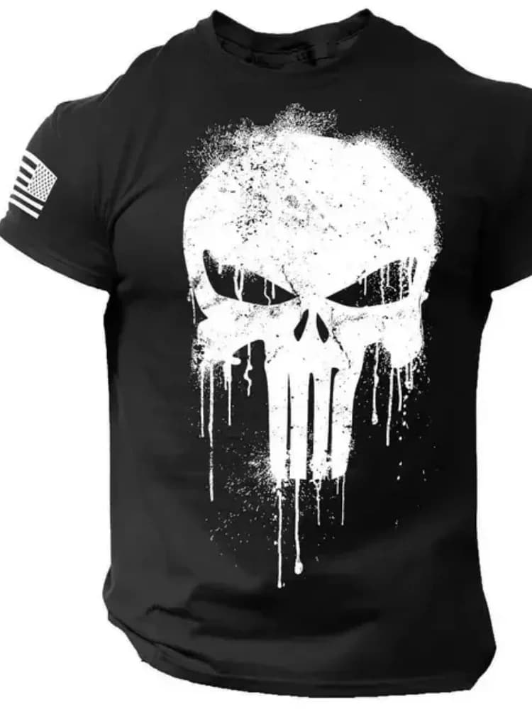 Summer Vintage Men's T Shirt 3D Skull Printing Tees Casual Short Sleeve Pullover Oversized Man Clothing Outdoor O Neck T-Shirt