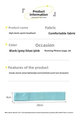 Outdoor Sports Yoga Fitness Running Men's Headband Women's Non-Slip Sweat-Absorbent Breathable Hairband for Training