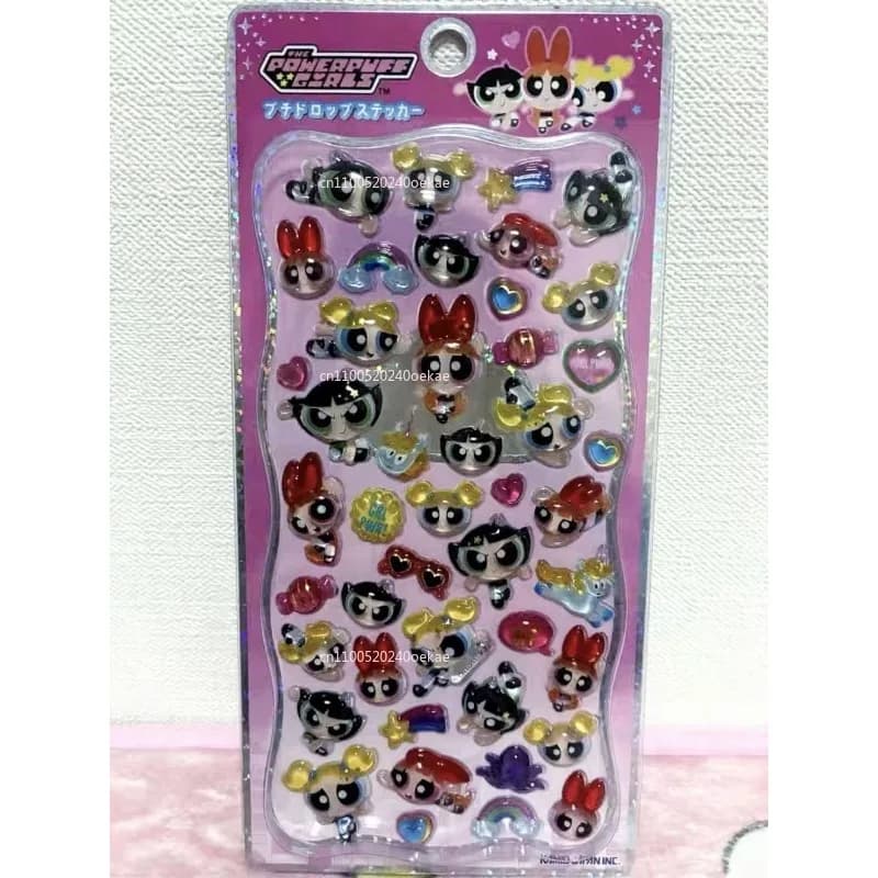 Kawaii The Powerpuff Girls Stickers Cartoon Creative Phone Case Transparent Sticker Hand Account Material Friend Birthday Gift