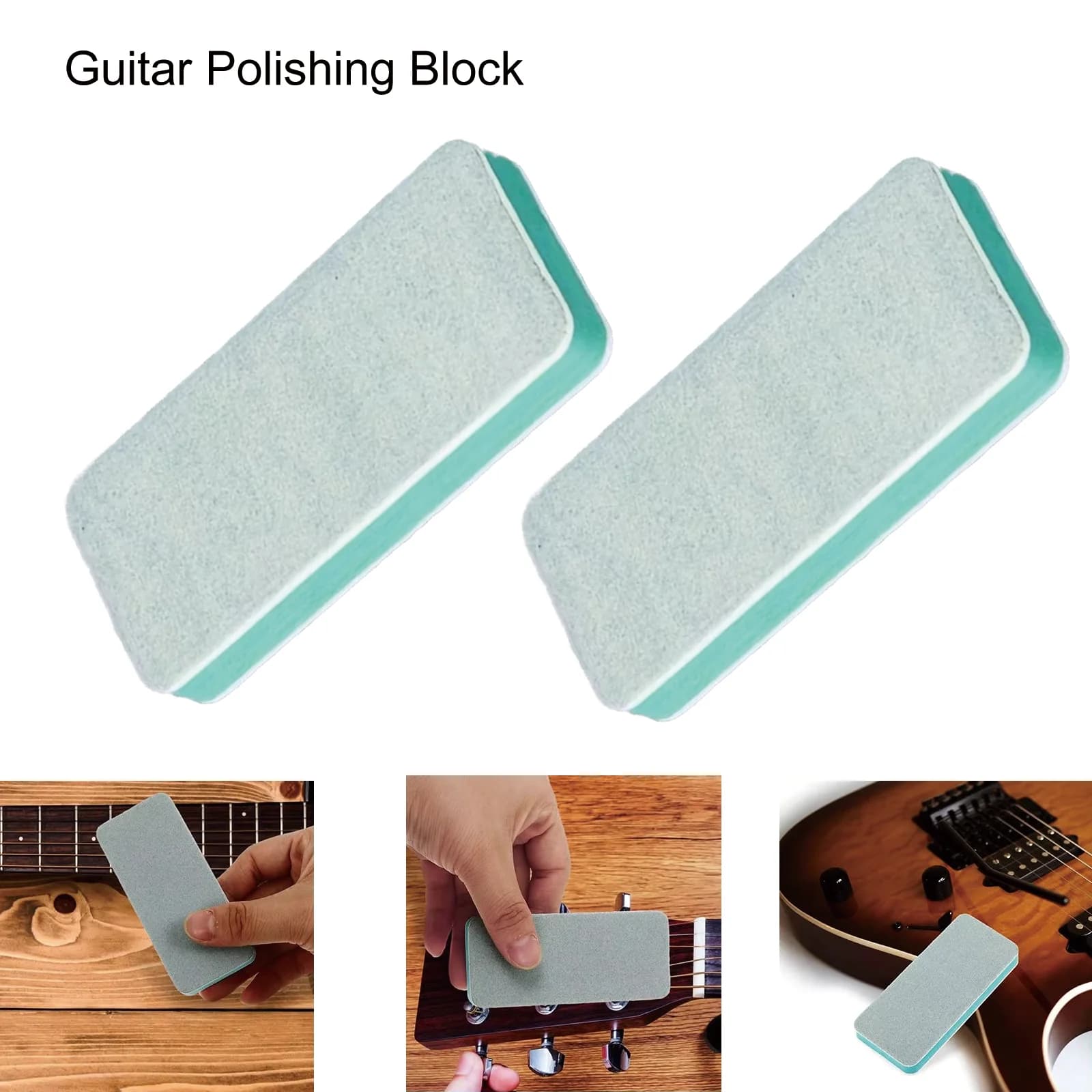 Miwayer 2/4 Pcs Double-Sided 1000 Grit Sanding Block for Guitar Fretboard Polishing Care - Fret Cleaning Tool
