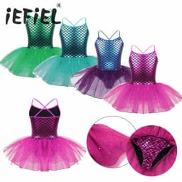 Kids Girls Ballerina Fairy Prom Party Costume Kids Sequined Mermaid Dance Dress Dancewear Gymnastic Leotard Ballet Tutu Dress