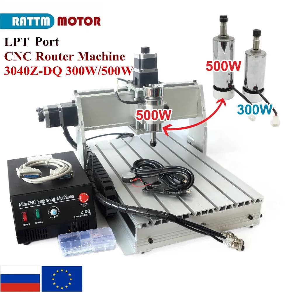 【EU】CNC MACH3 Router Engraving Milling Cutter Machine 3 Axis 3040 Z-DQ & 500W Spindle 220V LPT Port / USB post