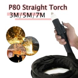 P80 Plasma Cutter Torch, 10FT/16FT/23FT Non-Touch Pilot Arc Black Straight Fit Plasma Cutter, DIY/Beginner Friendly