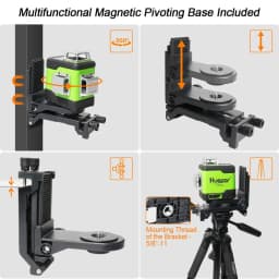 Huepar 3D Cross Line Self-Leveling Laser Level 3x360 Green Beam Three-Plane Leveling & Alignment Laser Tool & 2 Li-ion Battery