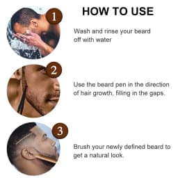 Beard Pen Beard Filler Pencil and Brush Male Mustache Repair Shape Effective Enhance Facial Hair