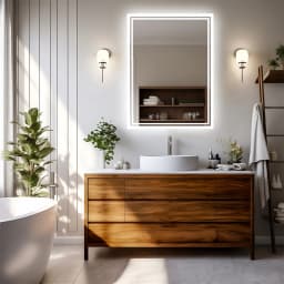 LUVODI 28x36" LED Bathroom Mirror with Lights,Backlit Dimmable Vanity Mirror,Anti-Fog Wall Mounted Makeup Mirror for Bathroom