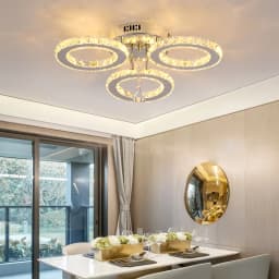 Modern K9 Led Crystal Ceiling Lamp Smart Chandelier Pendant Light Ring Chrome Plafonier Fixture Dining Living Room Decor Luxury