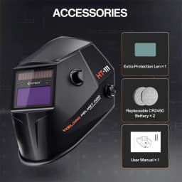 HITBOX Large Viewing Screen Solar Powered Auto Darkening HT111 Welding Helmet PRO ARC Sensor Wide Shade Mask For TIG MIG Welder
