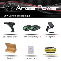 25V 21V Wireless Hand Electric Drill Impact Cordless Lithium Battery Screwdriver For Decorating House Drilling Screws Power Tool