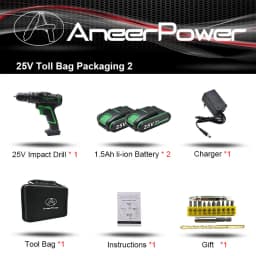 25V 21V Wireless Hand Electric Drill Impact Cordless Lithium Battery Screwdriver For Decorating House Drilling Screws Power Tool