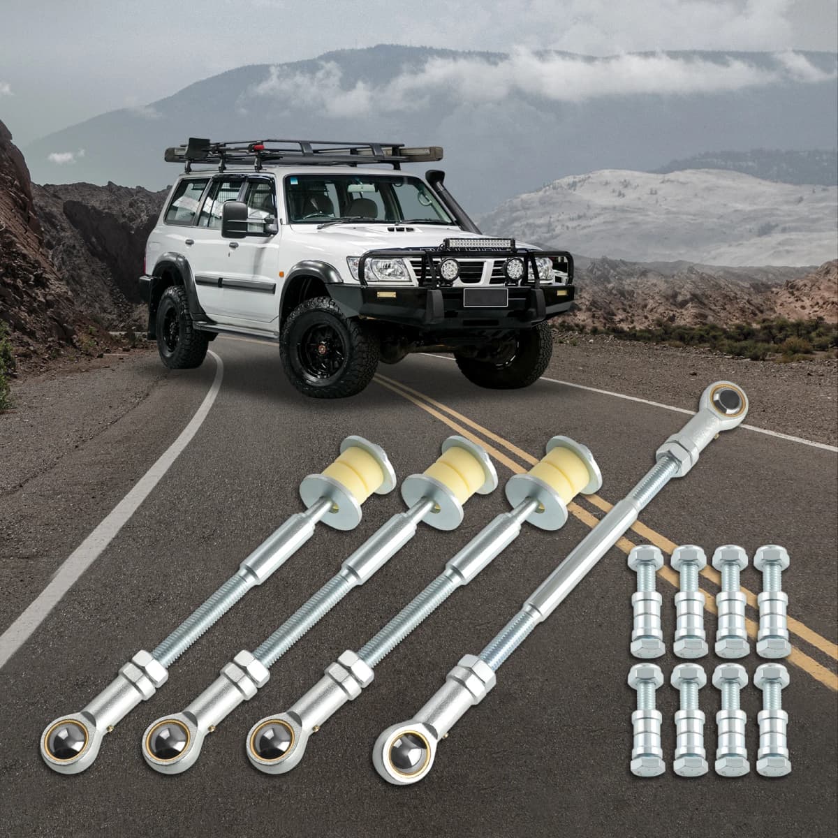 Front Rear Extended Adjustable Sway Bar Link Kit for Nissan Armada Gu Y61 1997-2016 Easy to Replace