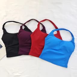 Women's Halter Neck Backless Camisole Sports Set with Padded, Shockproof Yoga Tank Top for Gym Fitness Workout & Daily Outdoor W