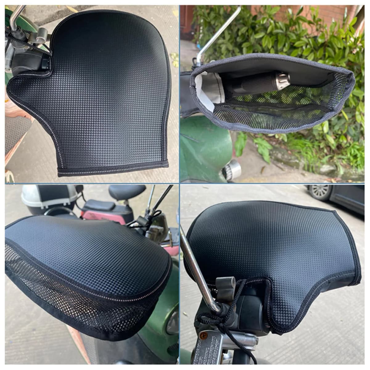 Summer Motorcycle Handlebar Muffs Waterproof PVC Leather Handlebar Muffs PVC Leather Waterproof Sun Protection Gloves With