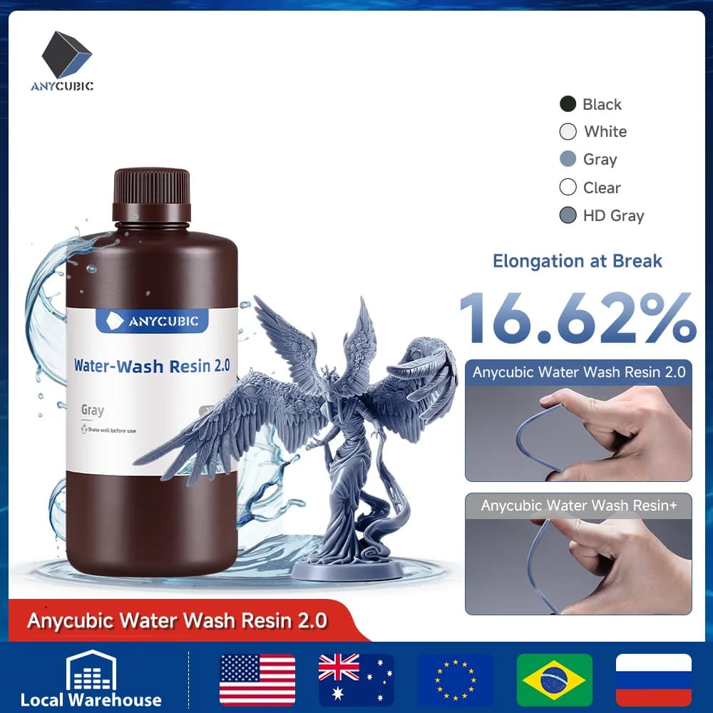 ANYCUBIC Water Washable Resin Low Odor Low Viscosiy 405nm UV Resin For LCD 3D Printing High Precision 3D Printer Resin