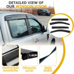 Window Deflector Rain Guard For Ford Ranger 2012~2022 Wildtrak Raptor XLT XL T6 T7 T8 Side Window Deflectors Smoked Black 4PCS
