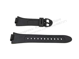 15mm Black Rubber Watch Band / Strap Compatible for Casio W-42H , W-43H , W-42 , W-43
