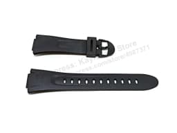 15mm Black Rubber Watch Band / Strap Compatible for Casio W-42H , W-43H , W-42 , W-43