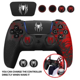 Controller Skin Shell for PS5 Controller Silicone Cover Case with Rubber Thumb Grip Gaps Touch Pad Sticker For PS5 Fit In Dock
