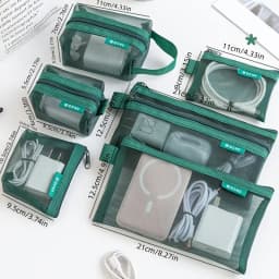 6pcs Transparent Mesh Coin and Miscellaneous Storage Bags, Portable 3D Card Organizer Pouches Cosmetic Bags Travel Storage Bag