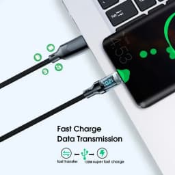 1m/2m 120W USB-C Charging Wire For Huawei Xiaomi POCO Samsung 100W PD Fast Charging Phone Data Cord For iPhone LED Display Cable