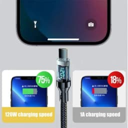 1m/2m 120W USB-C Charging Wire For Huawei Xiaomi POCO Samsung 100W PD Fast Charging Phone Data Cord For iPhone LED Display Cable